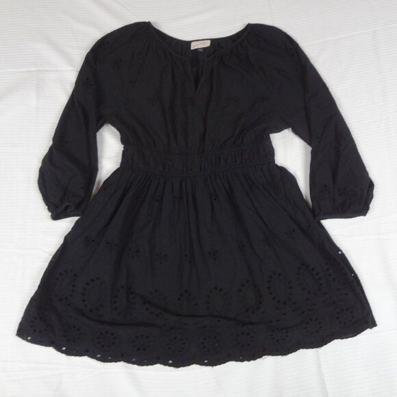 UNIVERSAL THREADS BLACK EYELET LACE MINI DRESS 3/4 SLEEVE WOMENS SIZE LARGE L255 - Picture 1 of 10